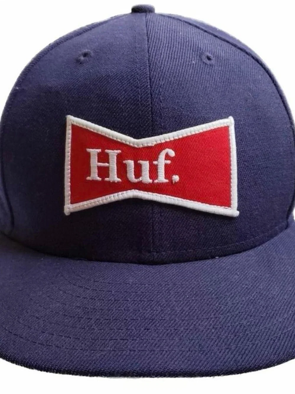 HUF Navy Baseball Cap with Red Logo Patch